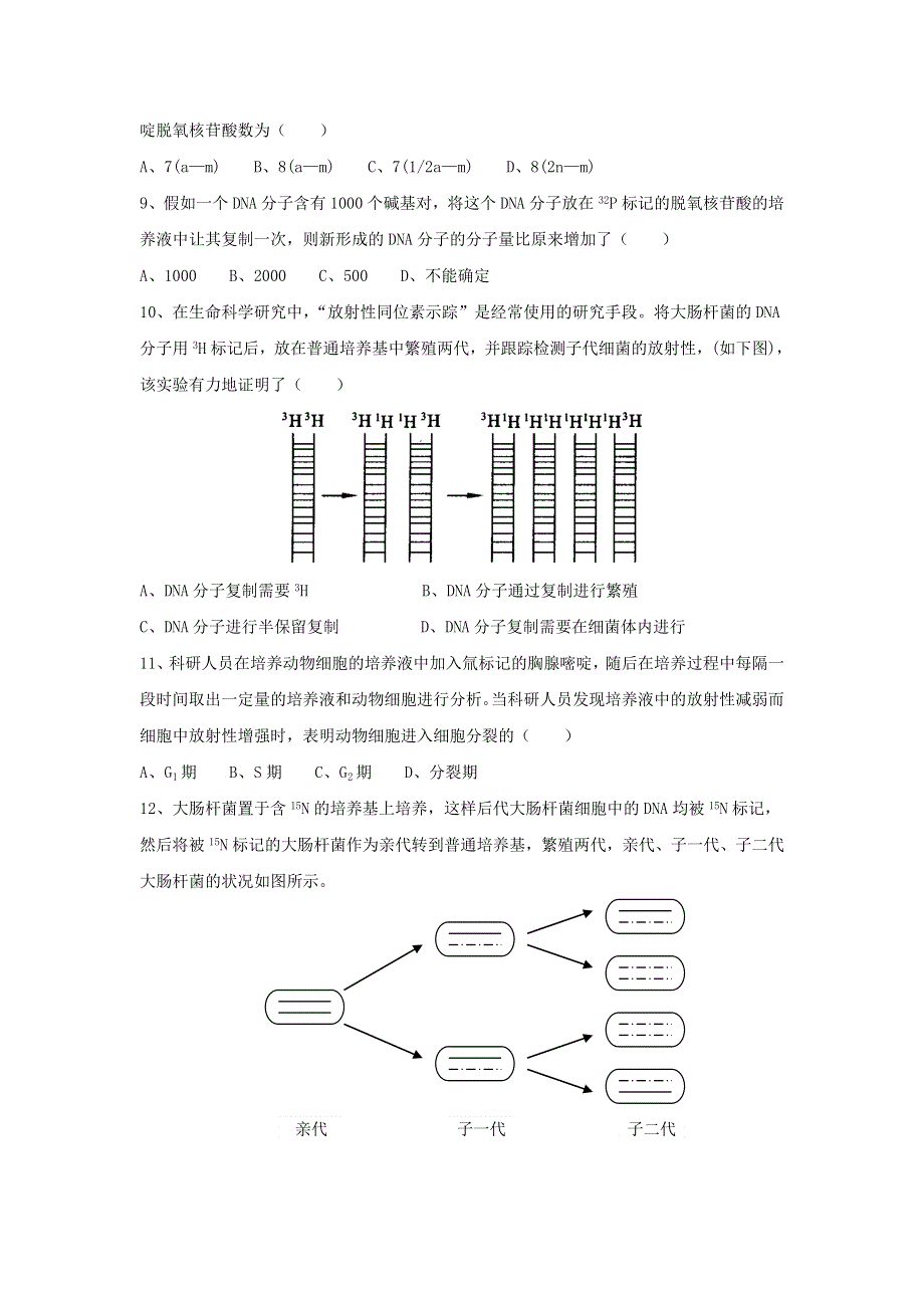 云南省峨山彝族自治县第一中学人教版高中生物必修二：3-3《DNA的复制》习题 .doc_第2页