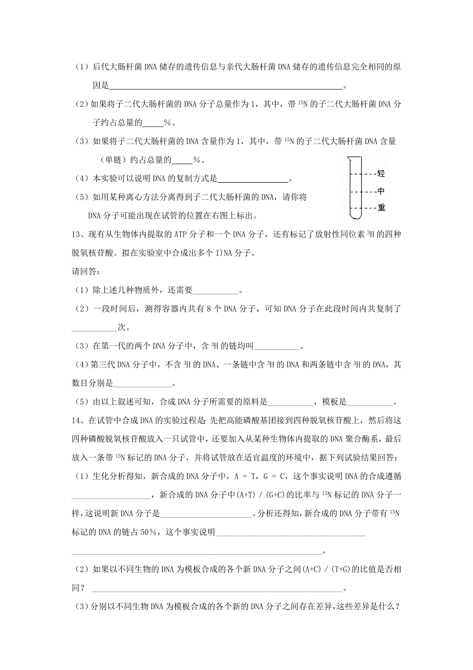 云南省峨山彝族自治县第一中学人教版高中生物必修二：3-3《DNA的复制》习题 .doc_第3页