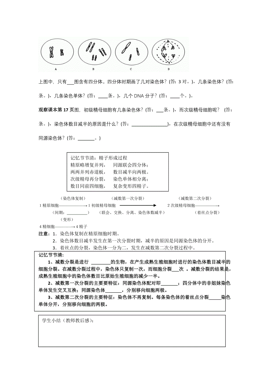 射阳二中高一生物教学案5课题：2.1 减数分裂和受精作用（第一课时）.doc_第2页