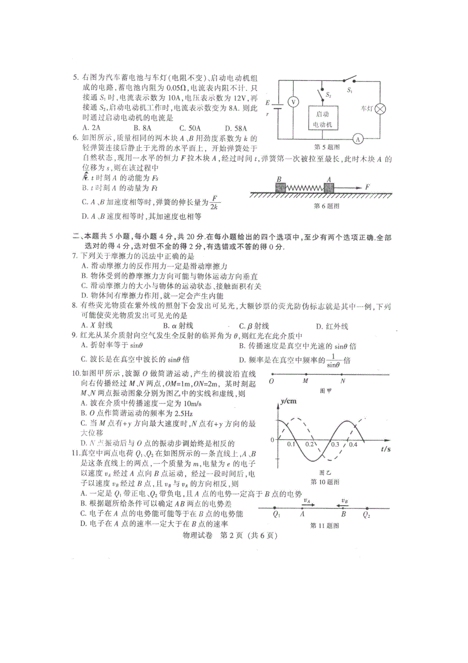 2007年南通市高三第一次调研测试物理卷.doc_第2页