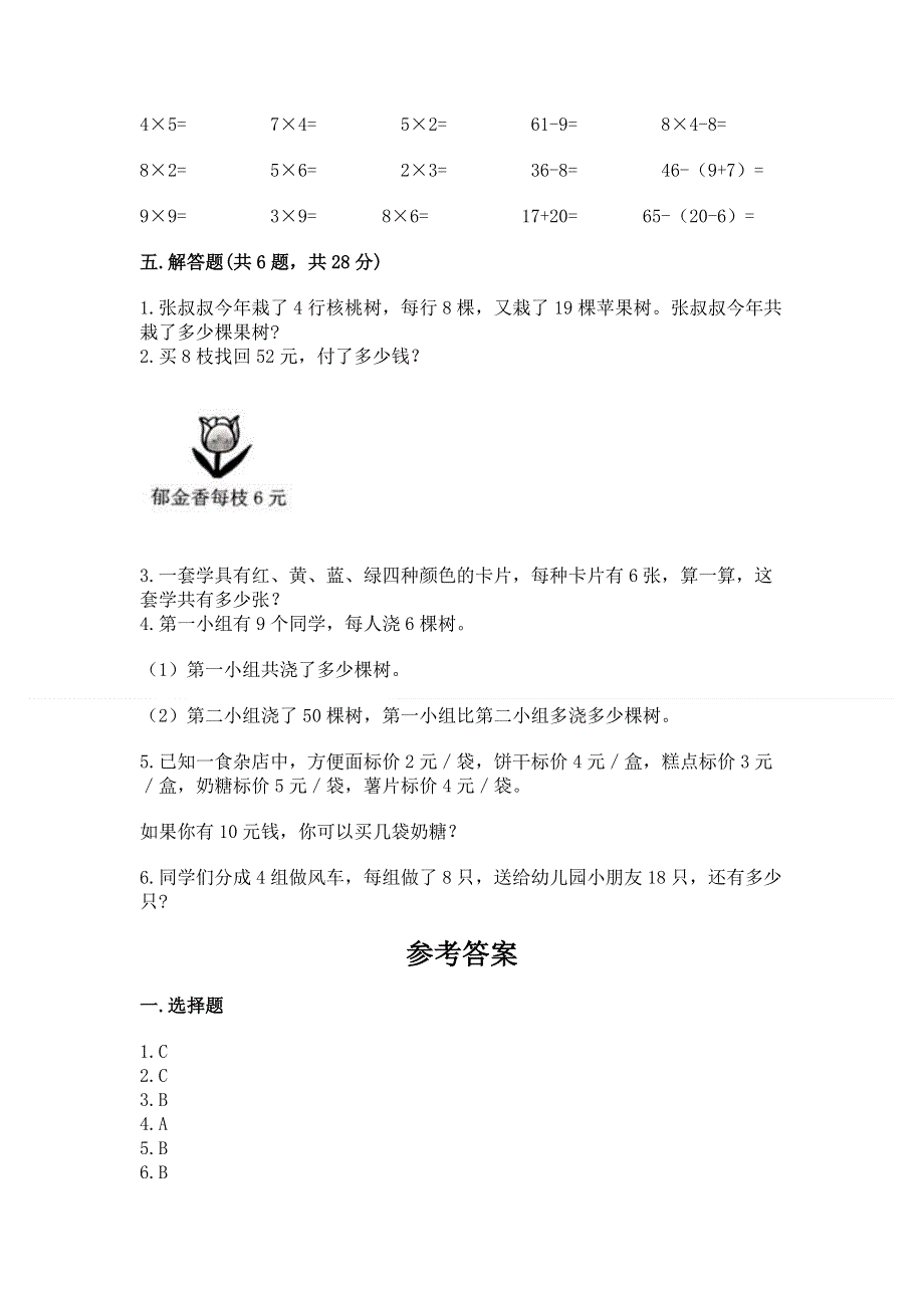 小学二年级数学1--9的乘法练习题及答案（真题汇编）.docx_第3页