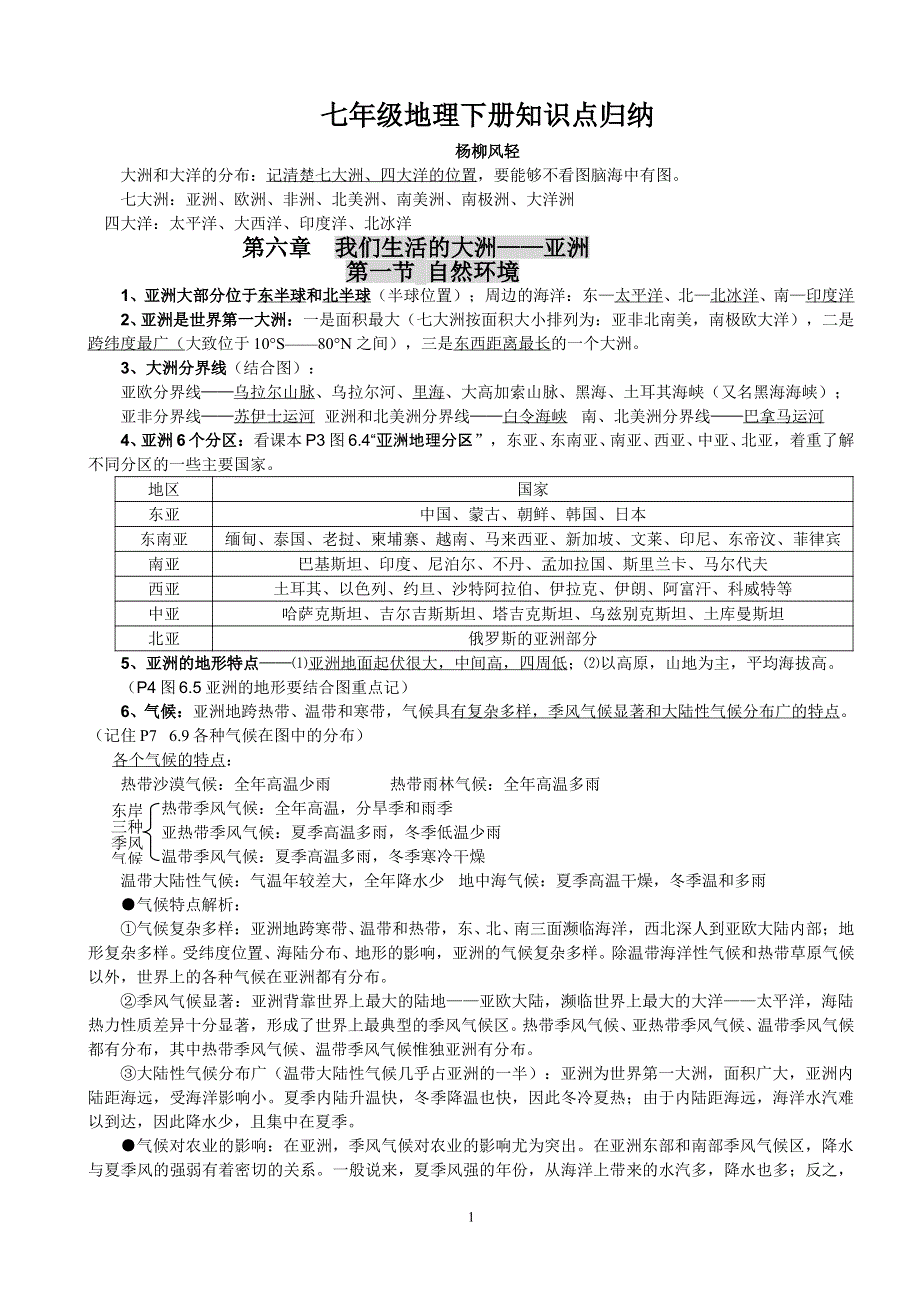 七年级地理下册知识点归纳.pdf_第1页