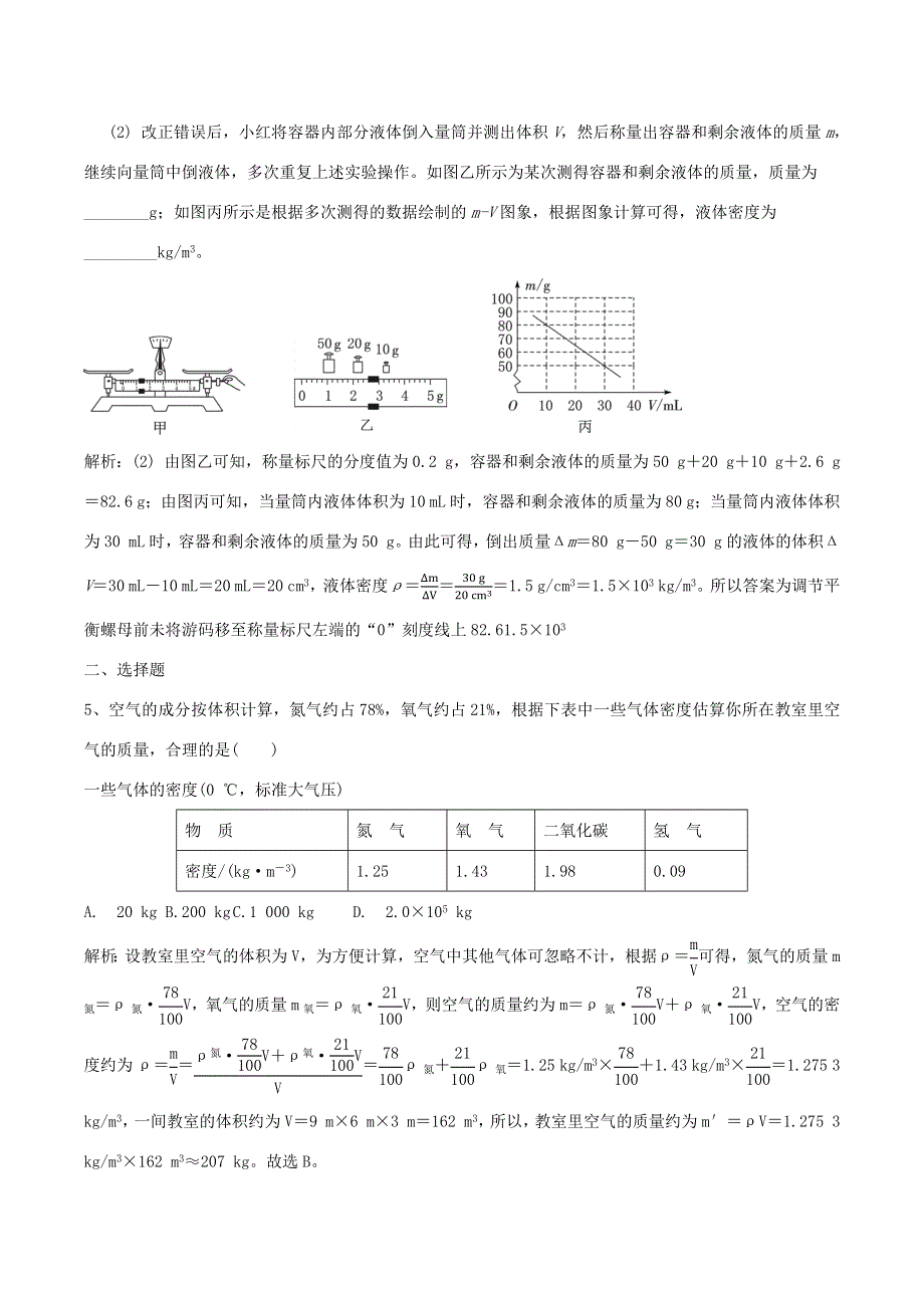 2020-2021学年八年级物理上学期寒假作业 巩固练14 测量物质的密度（含解析）.docx_第2页