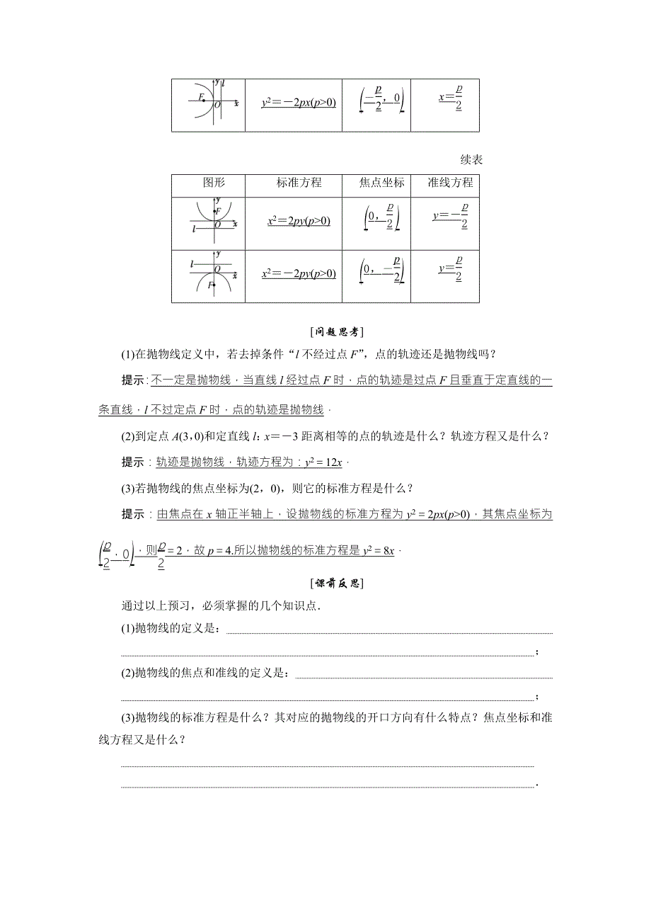 《创新方案》2017-2018学年高中数学（人教A版）选修2-1教师用书：2-4 第1课时　抛物线及其标准方程 WORD版含答案.doc_第2页