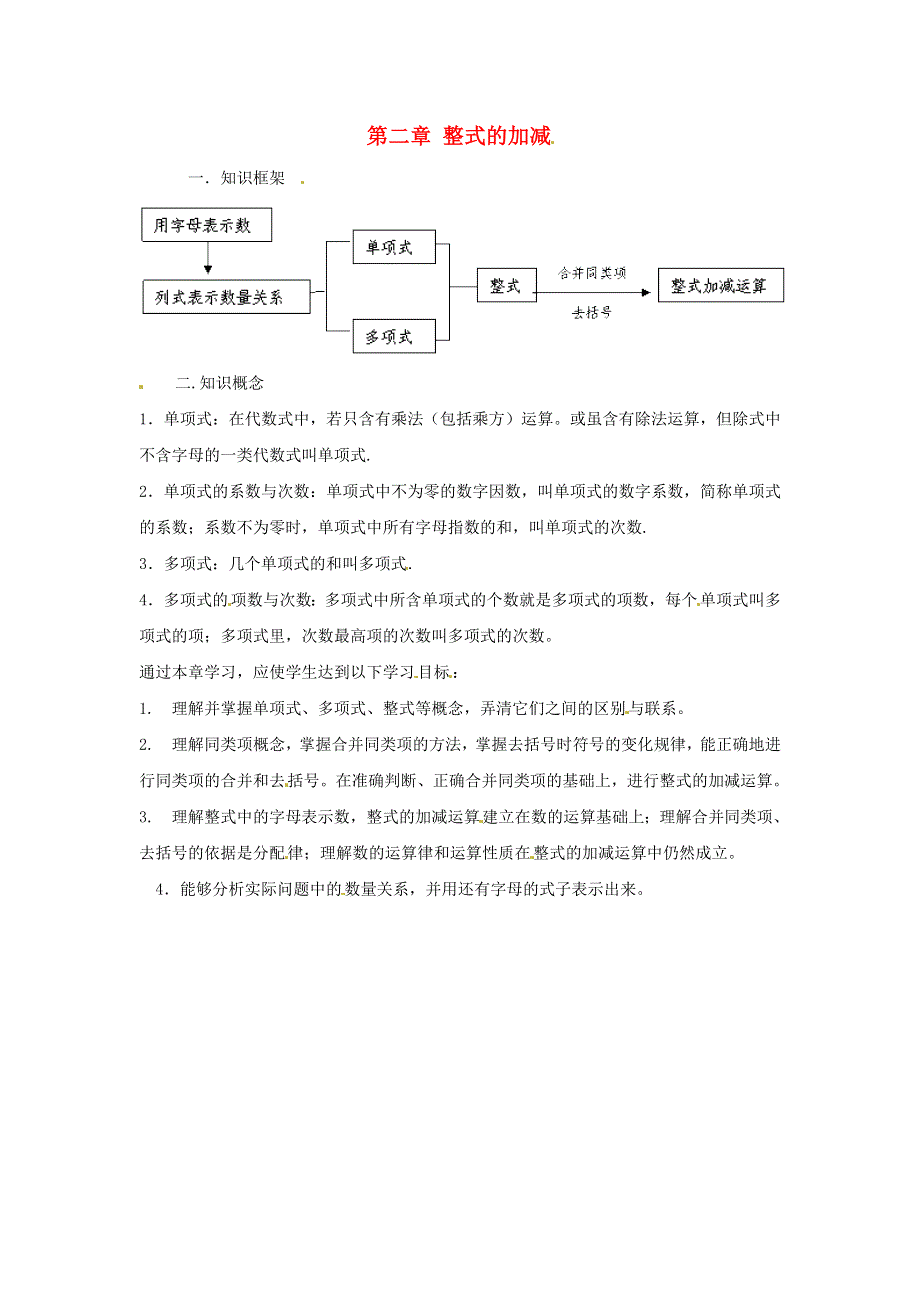 七年级数学上册 第二章《整式的加减》知识点素材 （新版）新人教版.doc_第1页