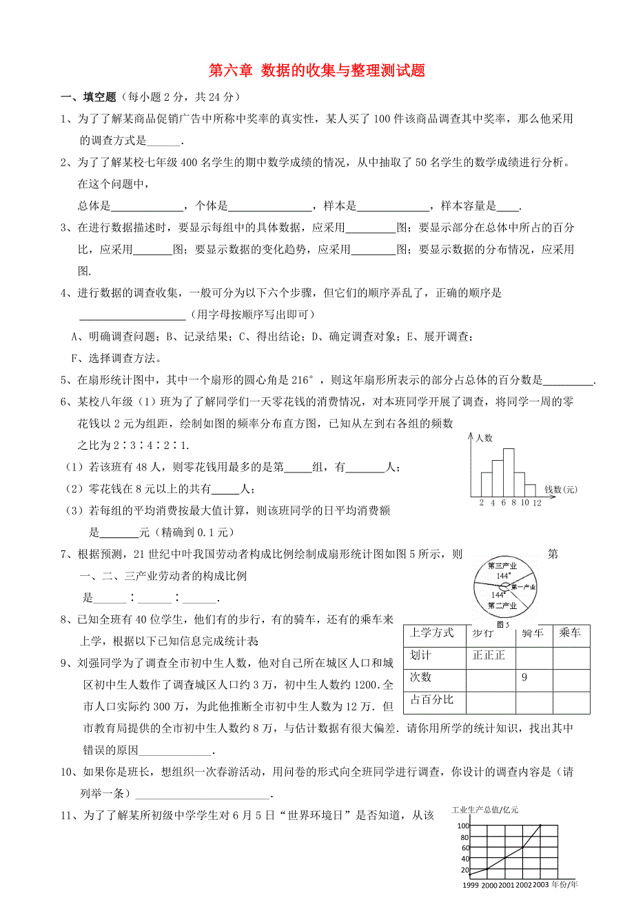 七年级数学上册 第六章 数据的收集与整理测试题 （新版）北师大版.doc_第1页