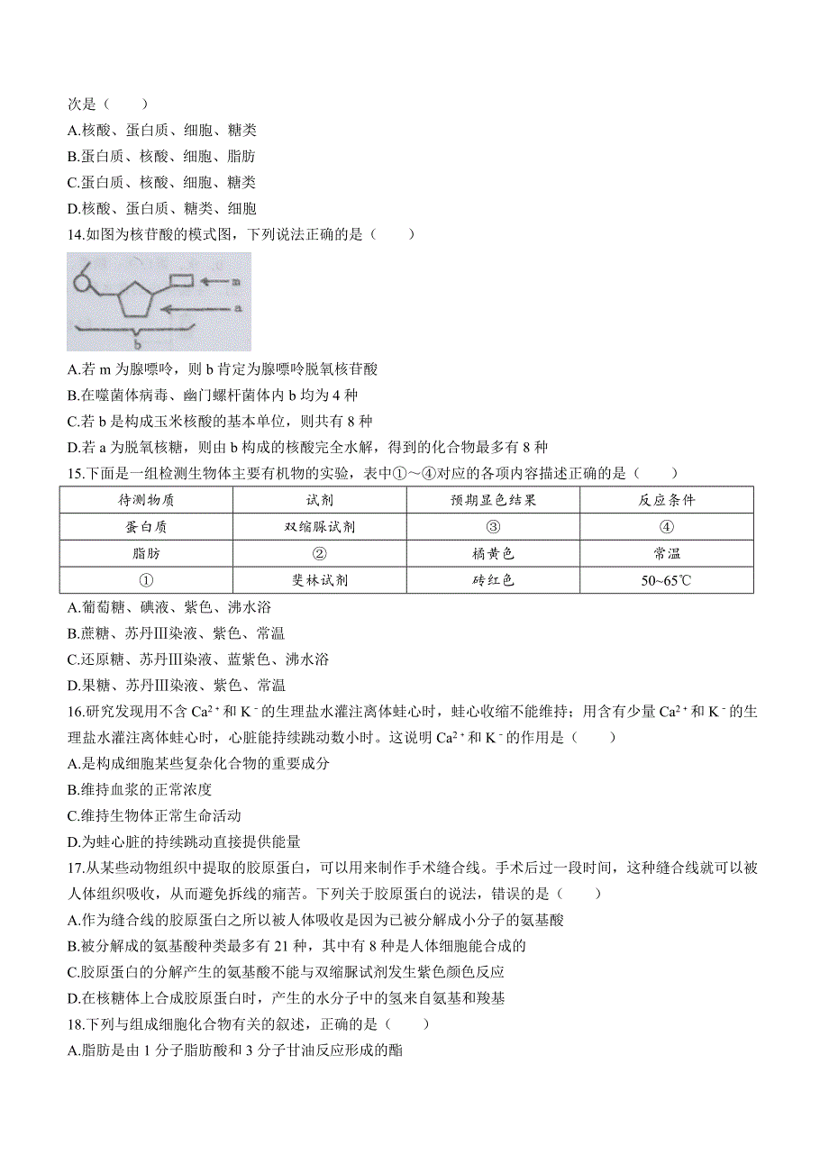 四川省内江市资中县第二中学2022-2023学年高一上学期10月考生物试题 WORD版含答案.doc_第3页