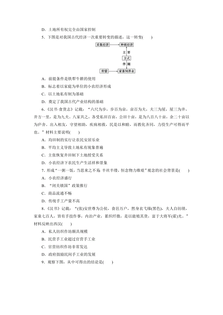 《创新方案》2017届新课标高考历史总复习练习：第六单元 古代中国经济的基本结构与特点（3） WORD版含解析.doc_第2页