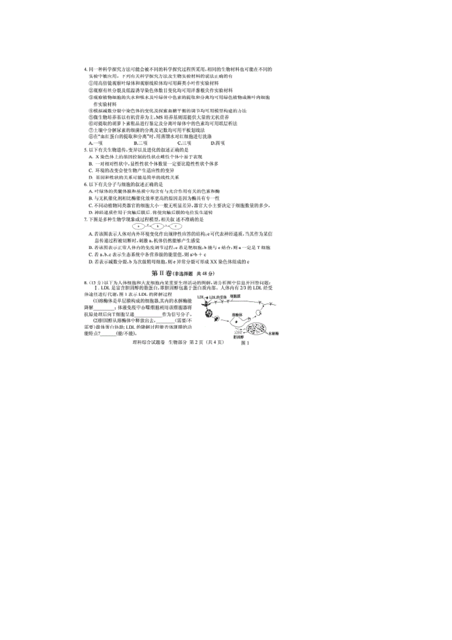 四川省凉山州2013届高三第二次诊断性测试生物试题 扫描版含答案.doc_第2页