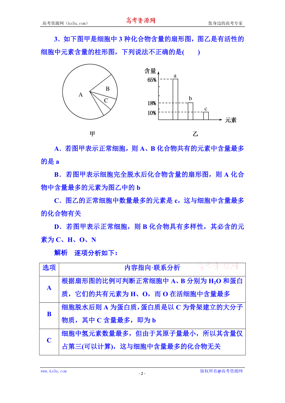 《名师一号》2014-2015学年高中生物必修一 阶段测试1.doc_第2页