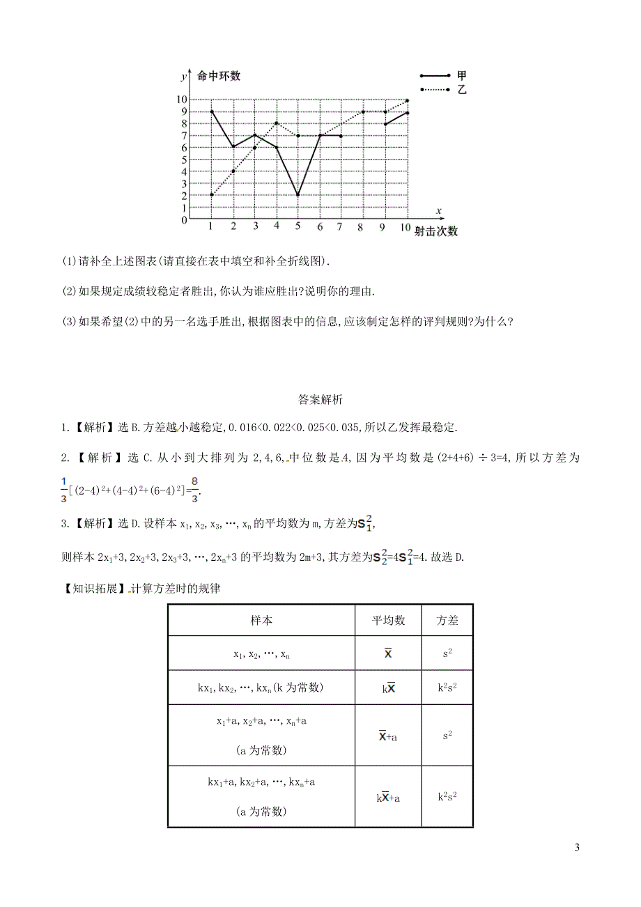 七年级数学下册 第6章 数据的分析6.2方差课后作业（新版）湘教版.doc_第3页