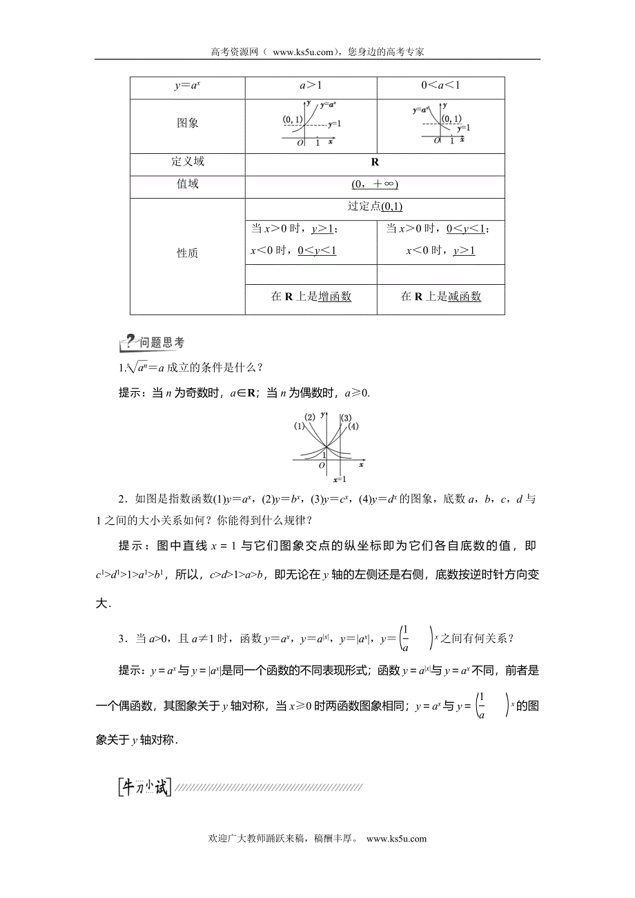 《创新方案》2015高考数学（理）一轮复习配套文档：第2章 第5节　指数与指数函数.doc_第2页