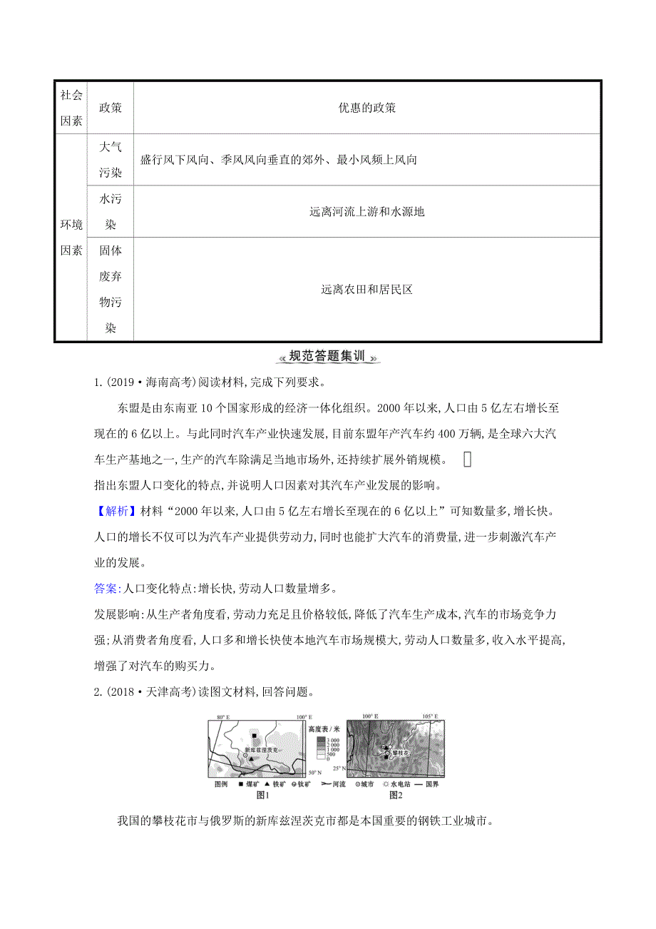 2021版高考地理一轮复习 11类大题规范答题专训六 工业区位类（含解析）新人教版.doc_第3页