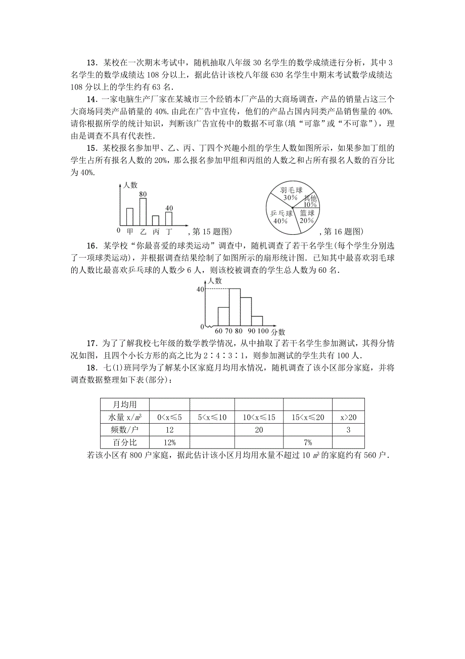 七年级数学下册 第十章 数据的收集、整理与描述单元综合检测题（新版）新人教版.doc_第3页