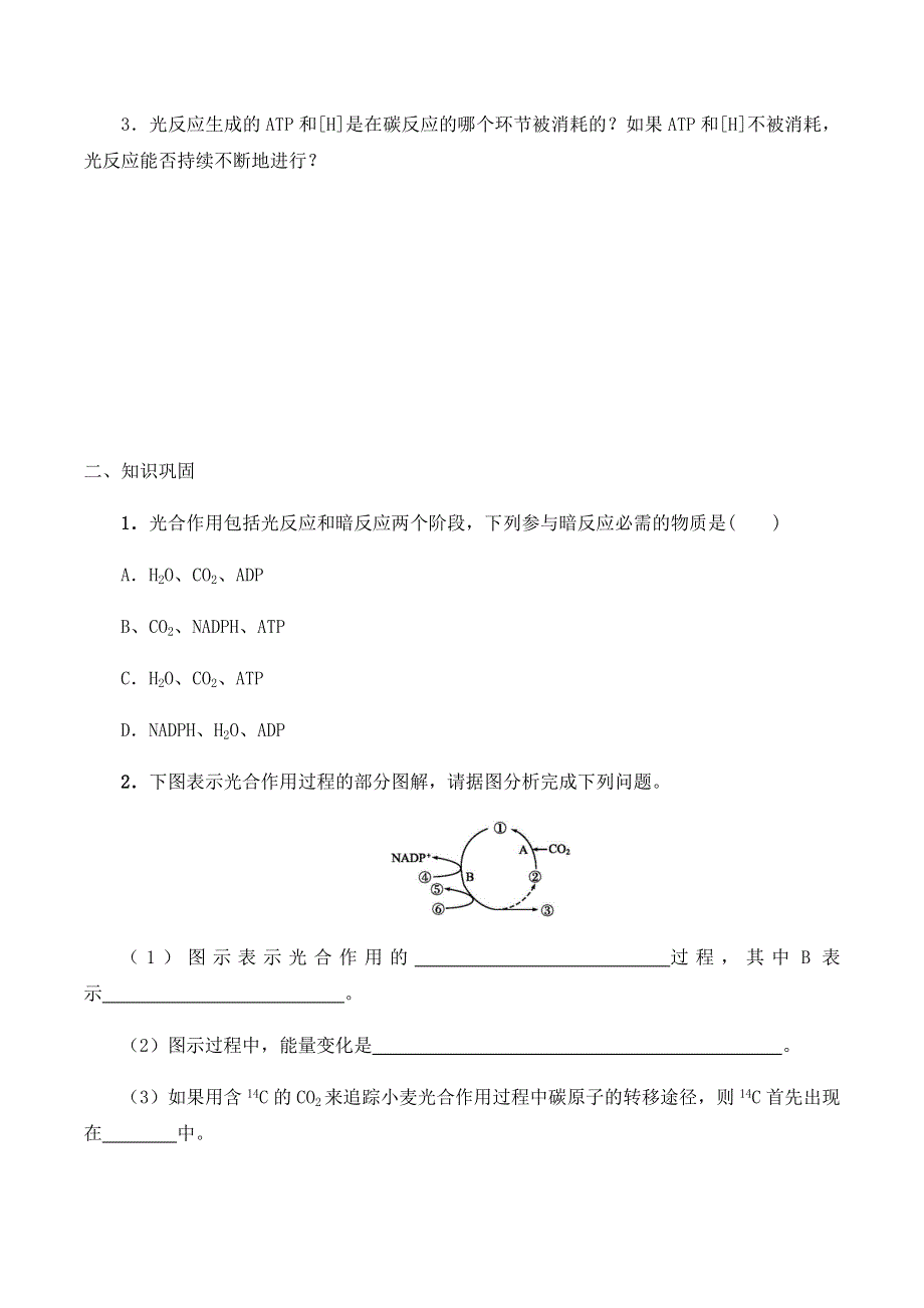 2020-2021学年北师大版（2019）高中生物必修一精品学案：第四章第二节 碳反应 WORD版含解析.docx_第2页