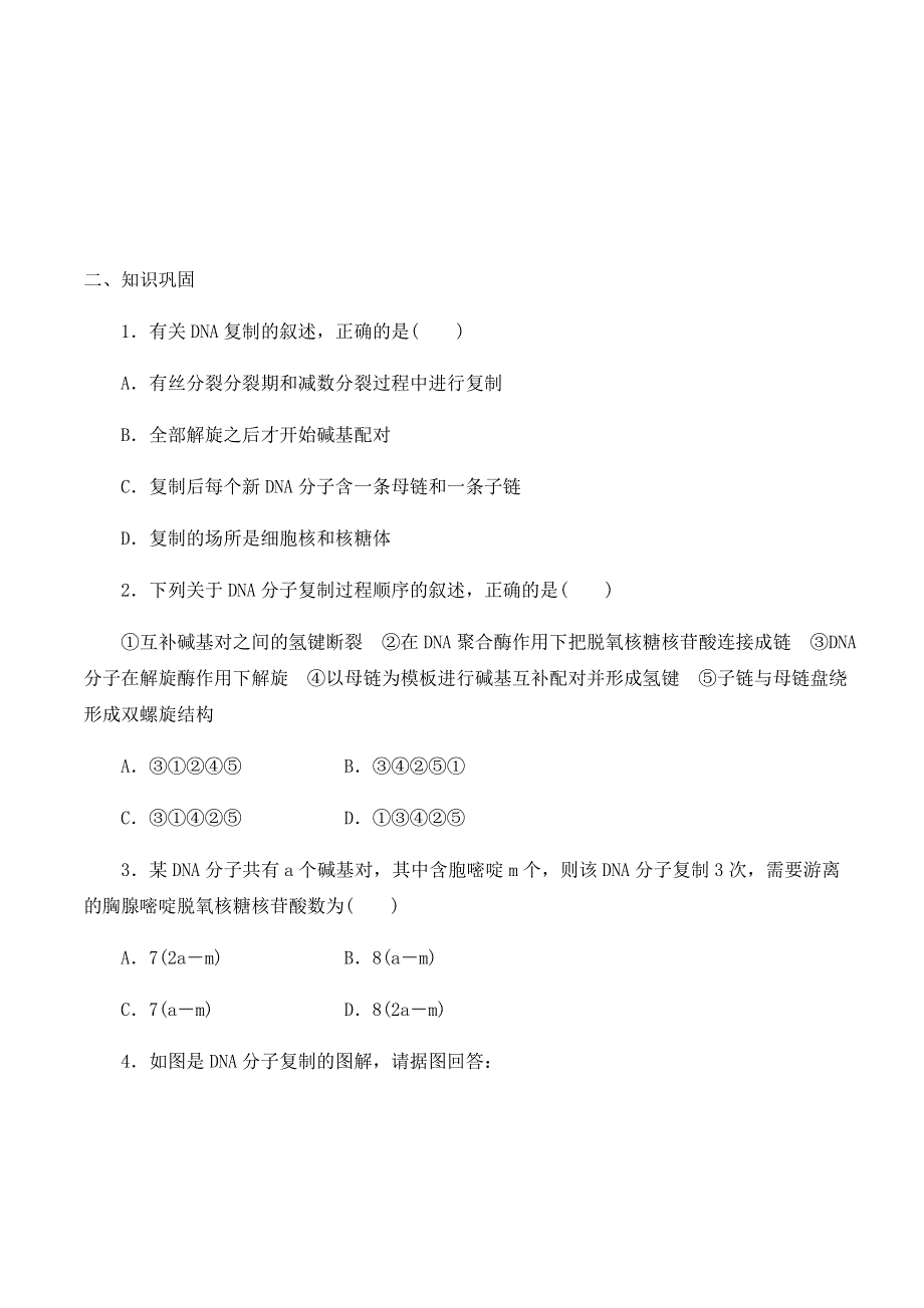 2020-2021学年北师大版（2019）高中生物必修二精品学案：第二章第一节 遗传信息的复制 WORD版含解析.docx_第3页