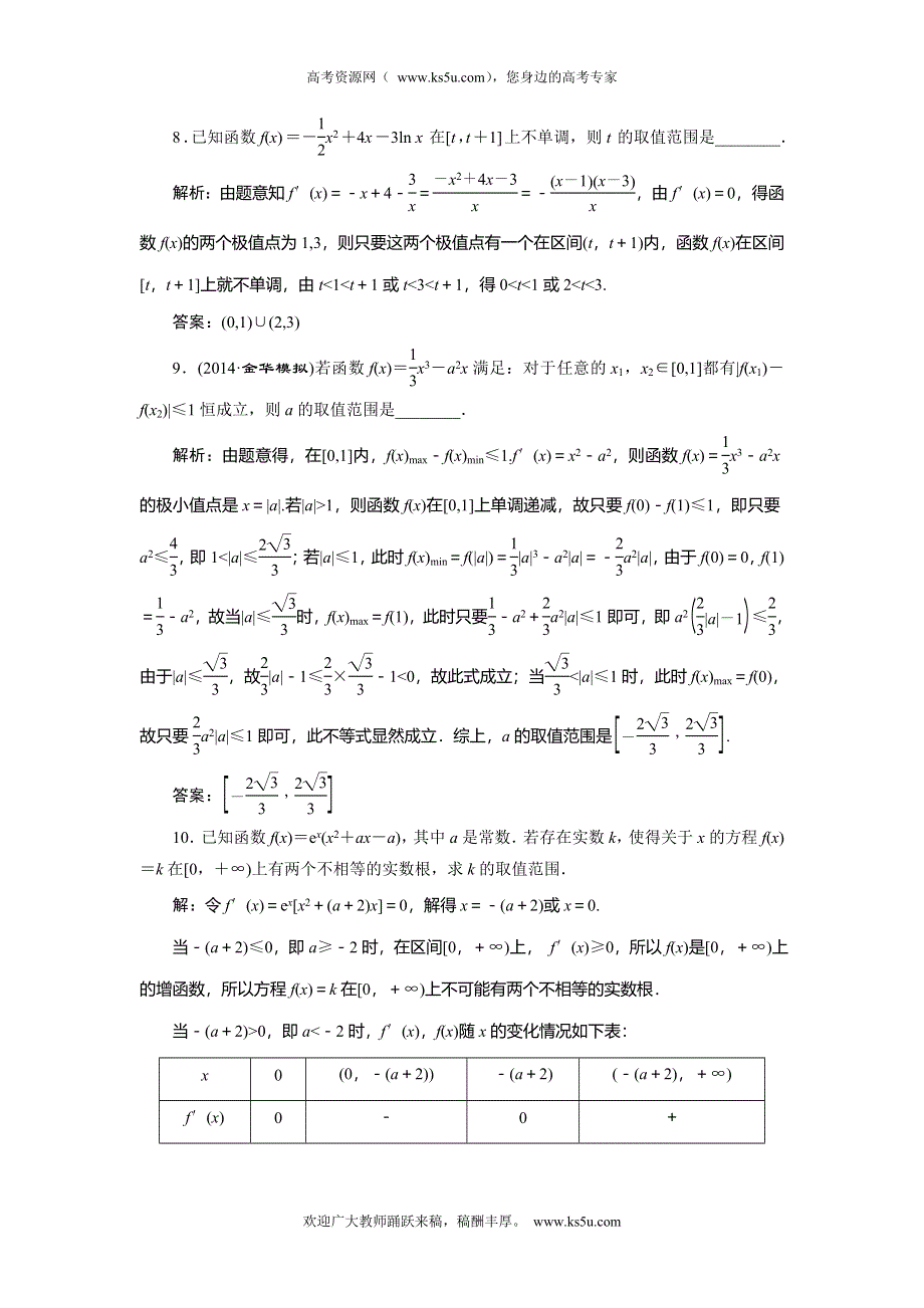 《创新方案》2015高考数学（理）一轮知能检测：第9章 第3节　导数的应用(2).doc_第3页