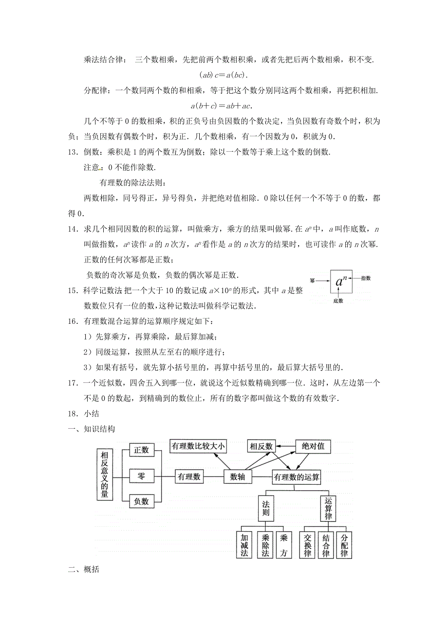 七年级数学上册 第2章 有理数知识总结 （新版）华东师大版.doc_第2页