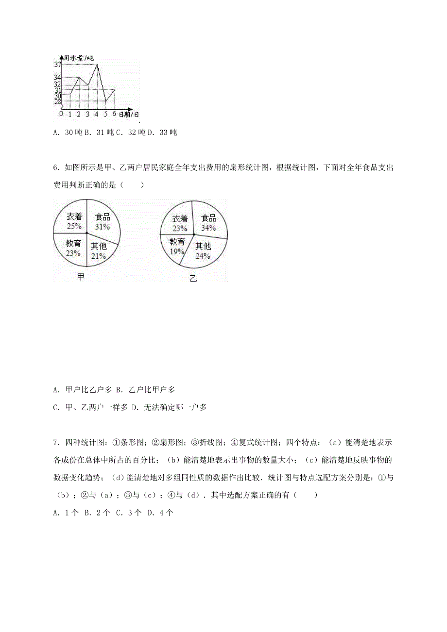 七年级数学上册 第5章 数据的收集与整理单元综合测试卷（含解析）（新版）沪科版.doc_第2页