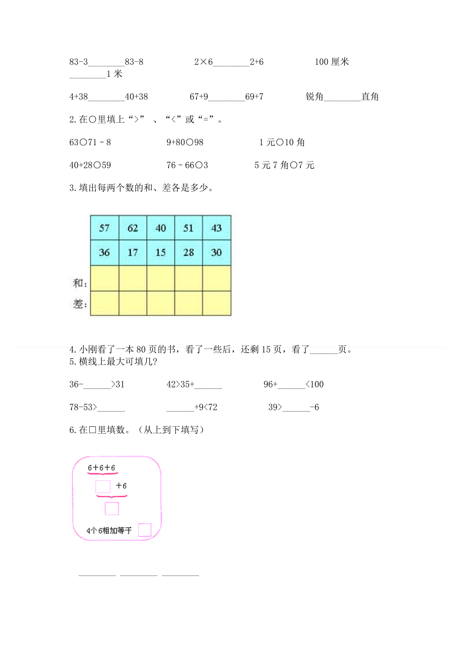 小学数学二年级《100以内的加法和减法》练习题【精华版】.docx_第2页