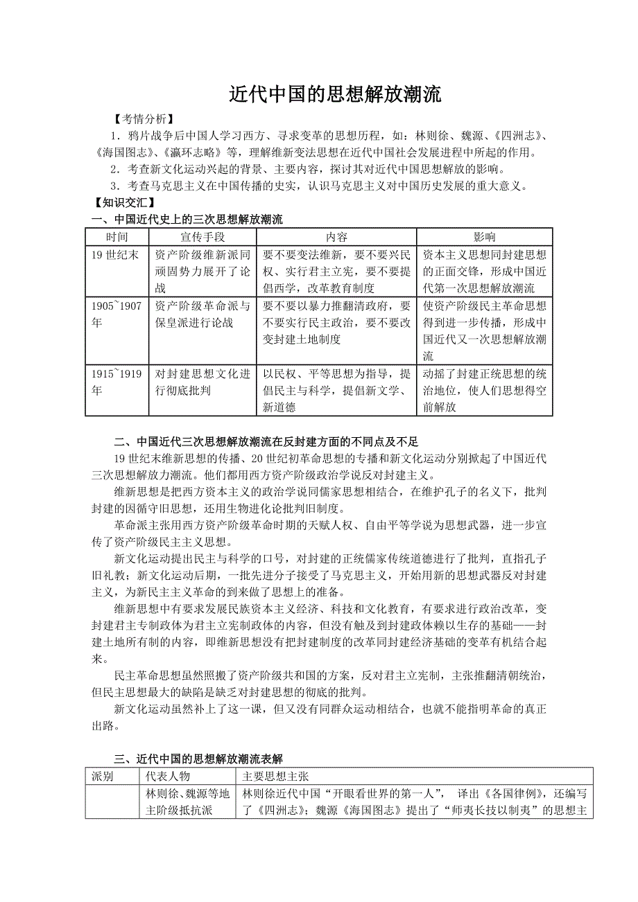 2013届高考历史二轮复习辅导：近代中国思想解放潮流.doc_第1页