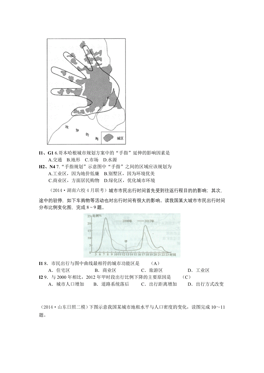 《名校试题汇编》2014年高三地理分类汇编（2014.4-7月份）：I单元城市与城市化（学生版）.DOC_第2页