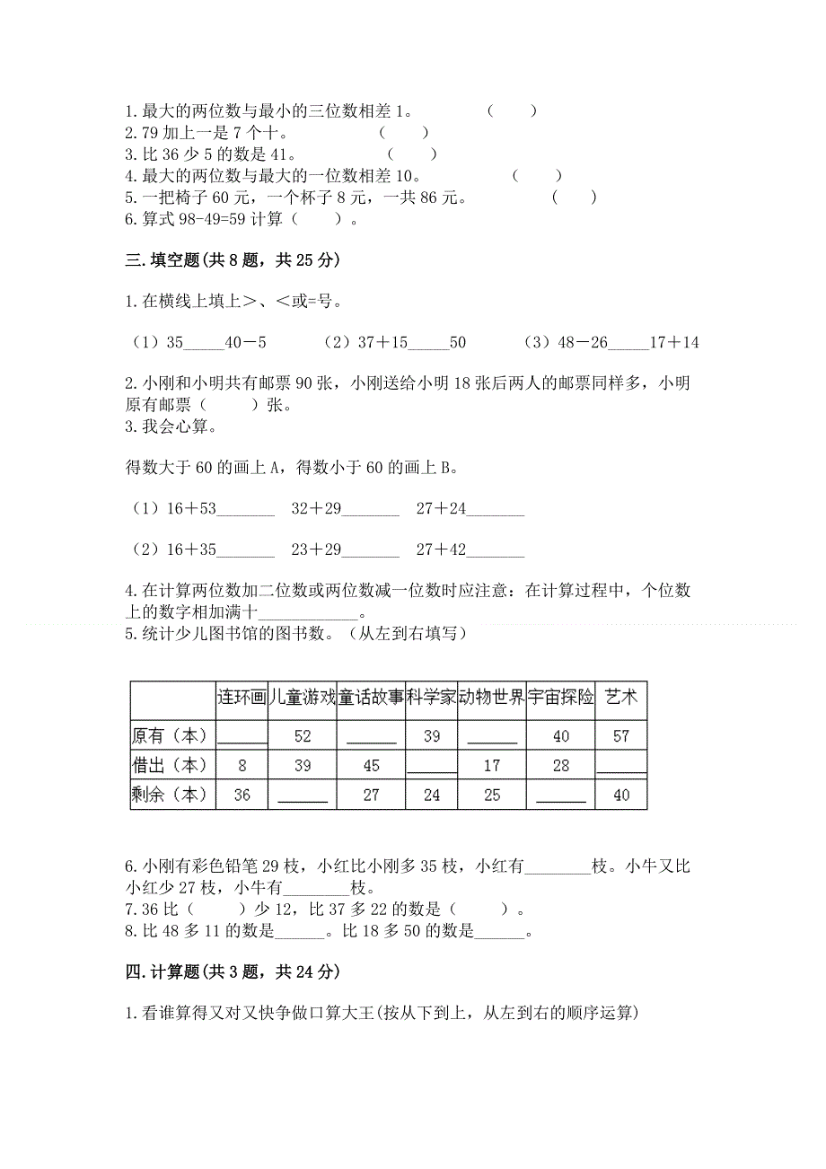 小学数学二年级《100以内的加法和减法》练习题及参考答案【最新】.docx_第2页