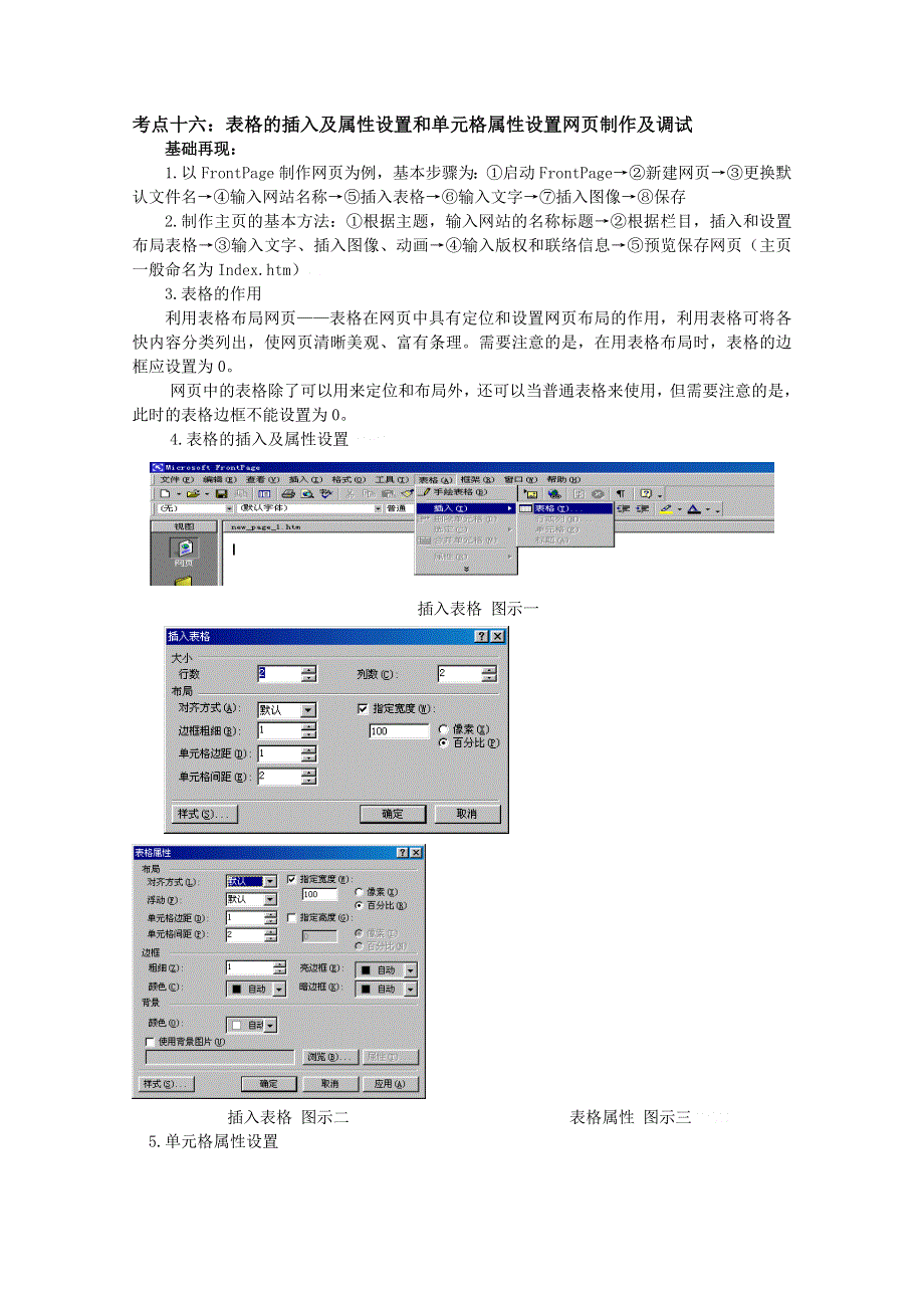 信息技术：浙信息技术高考考点十六表格的插入及属性设置知识梳理典型例题及训练解析.doc_第1页