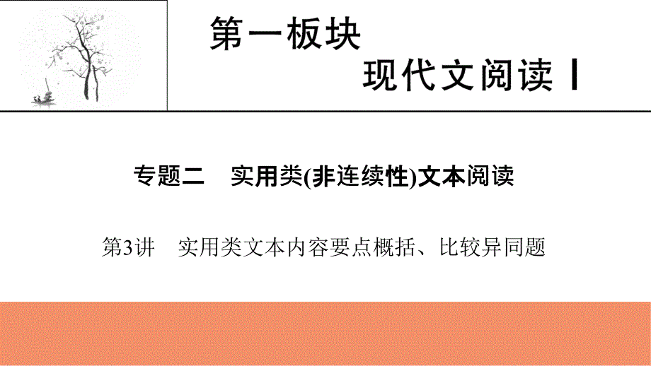 2022届新高考语文人教版一轮复习课件：专题2 第3讲 实用类文本内容要点概括、比较异同题 .pptx_第1页