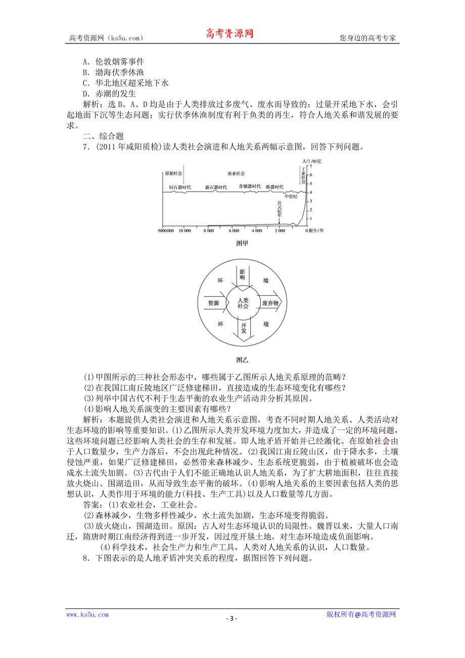 2011高二地理优化训练 1.1 人类与环境的关系 （中图版选修6）.doc_第3页