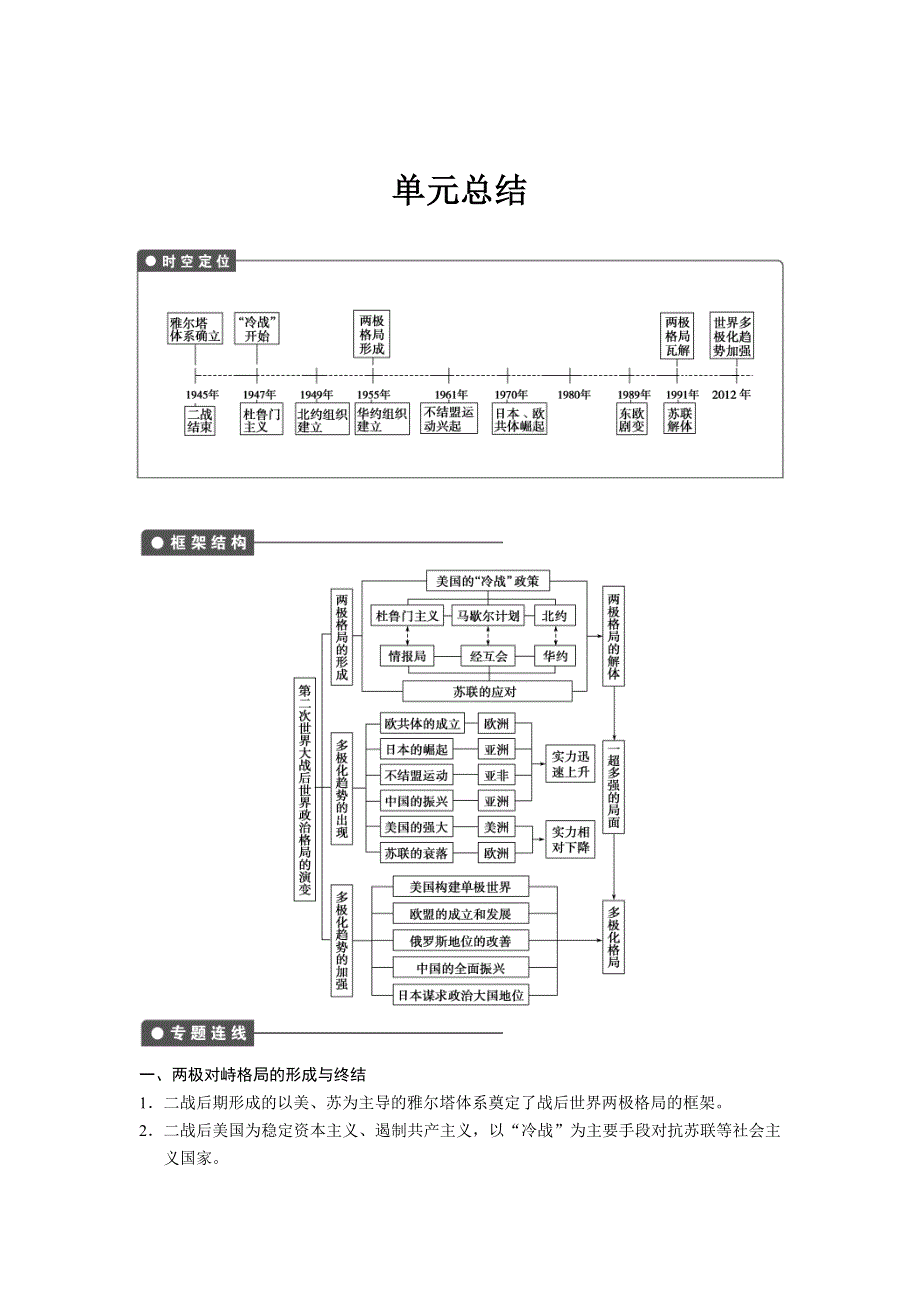 2013届高考历史人教版大一轮学案 必修1第五单元单元总结.doc_第1页