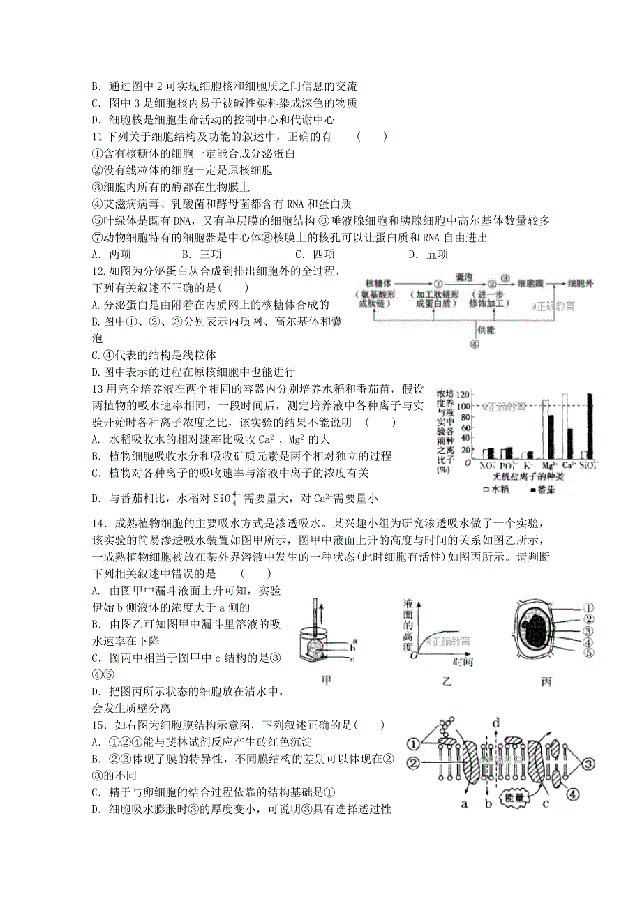 四川省广安市岳池中学2017-2018学年高一上学期第二次月考生物试卷 WORD版缺答案.doc_第2页