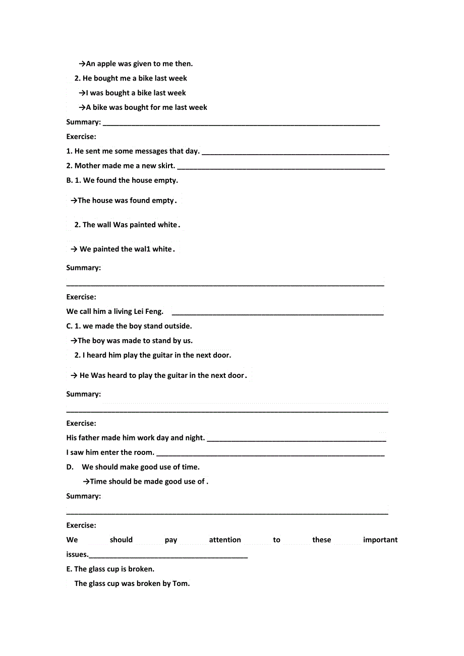 2015年高一英语学案导学：UNIT3 PERIOD 4《PASSIVE VOICE》（人教版必修2）WORD版无答案.doc_第3页