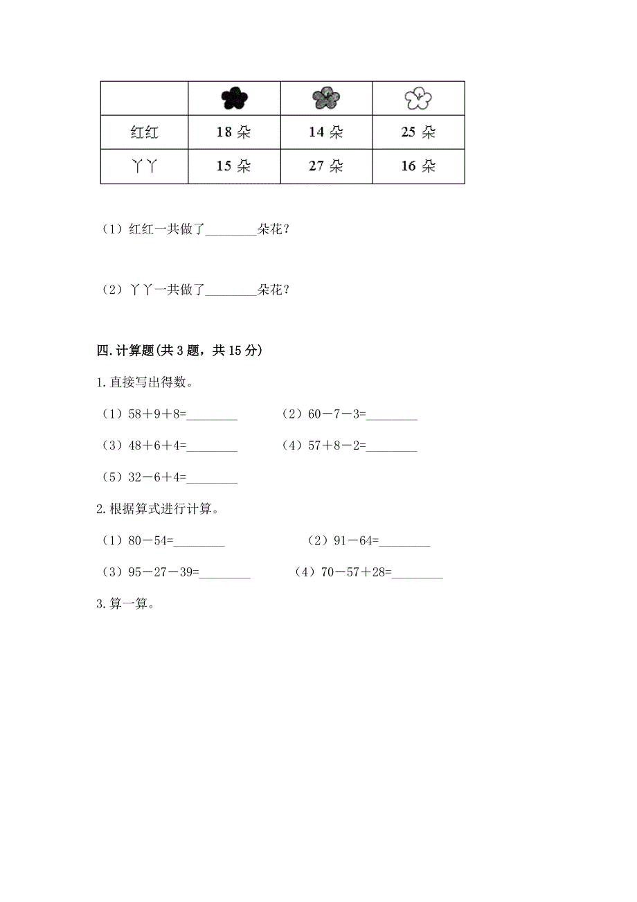 小学数学二年级《100以内的加法和减法》同步练习题精品【预热题】.docx_第3页