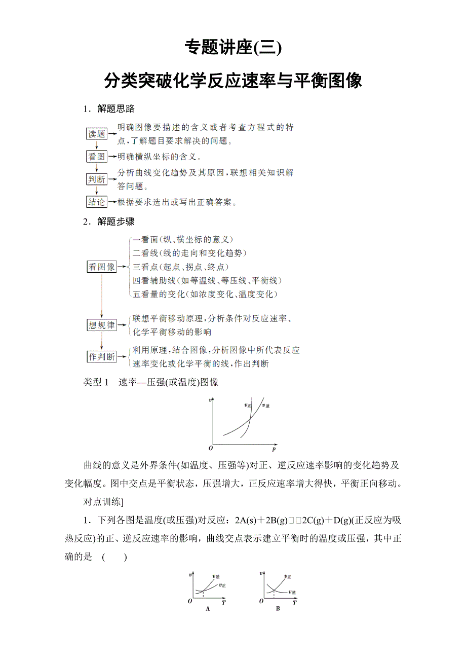 2018届高三化学（人教版）一轮复习：专题讲座3　分类突破化学反应速率与平衡图像 WORD版含答案.doc_第1页