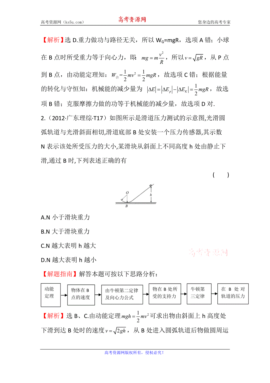 《世纪金榜》2017届高三人教版物理一轮复习 2012年高考分类题库 新课标版 考点6 功和能 WORD版含答案.doc_第2页