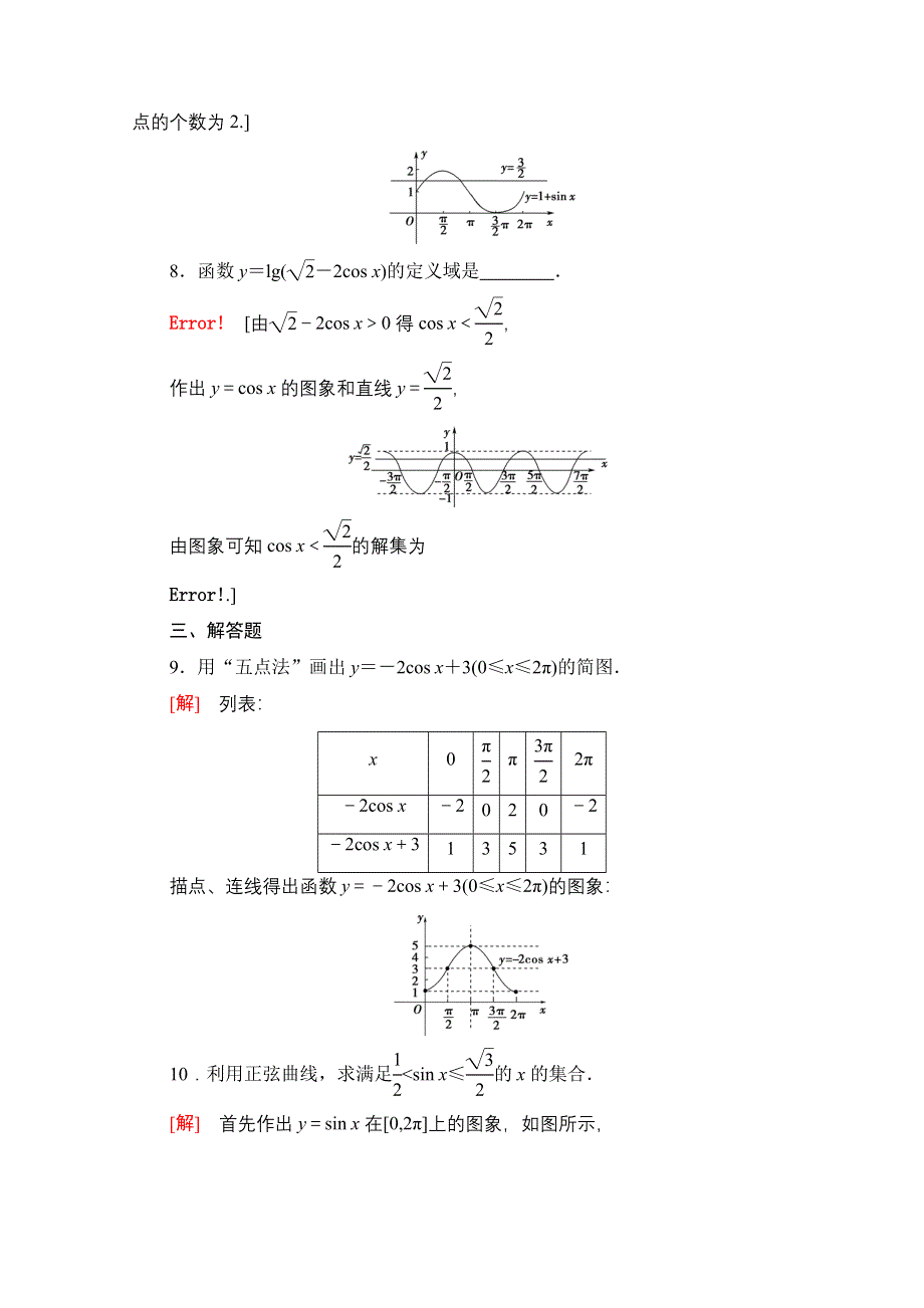 2020-2021学年人教A版高中数学必修4课时作业：1-4-1 正弦函数、余弦函数的图象 WORD版含解析.doc_第3页