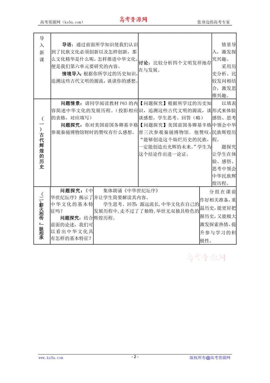 2011高二政治：3.6.1源远流长的中华文化教案(新人教必修3）.doc_第2页