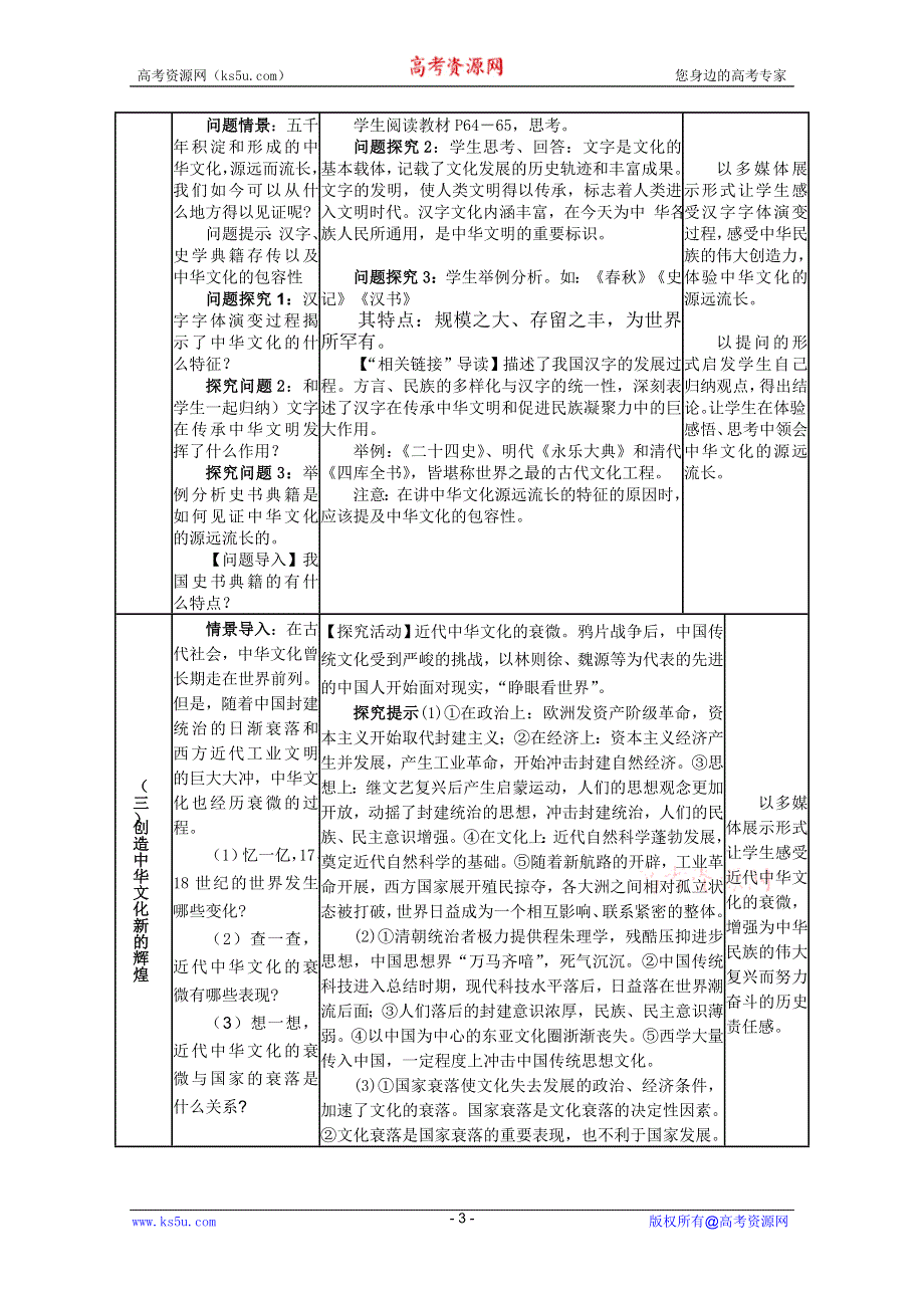 2011高二政治：3.6.1源远流长的中华文化教案(新人教必修3）.doc_第3页