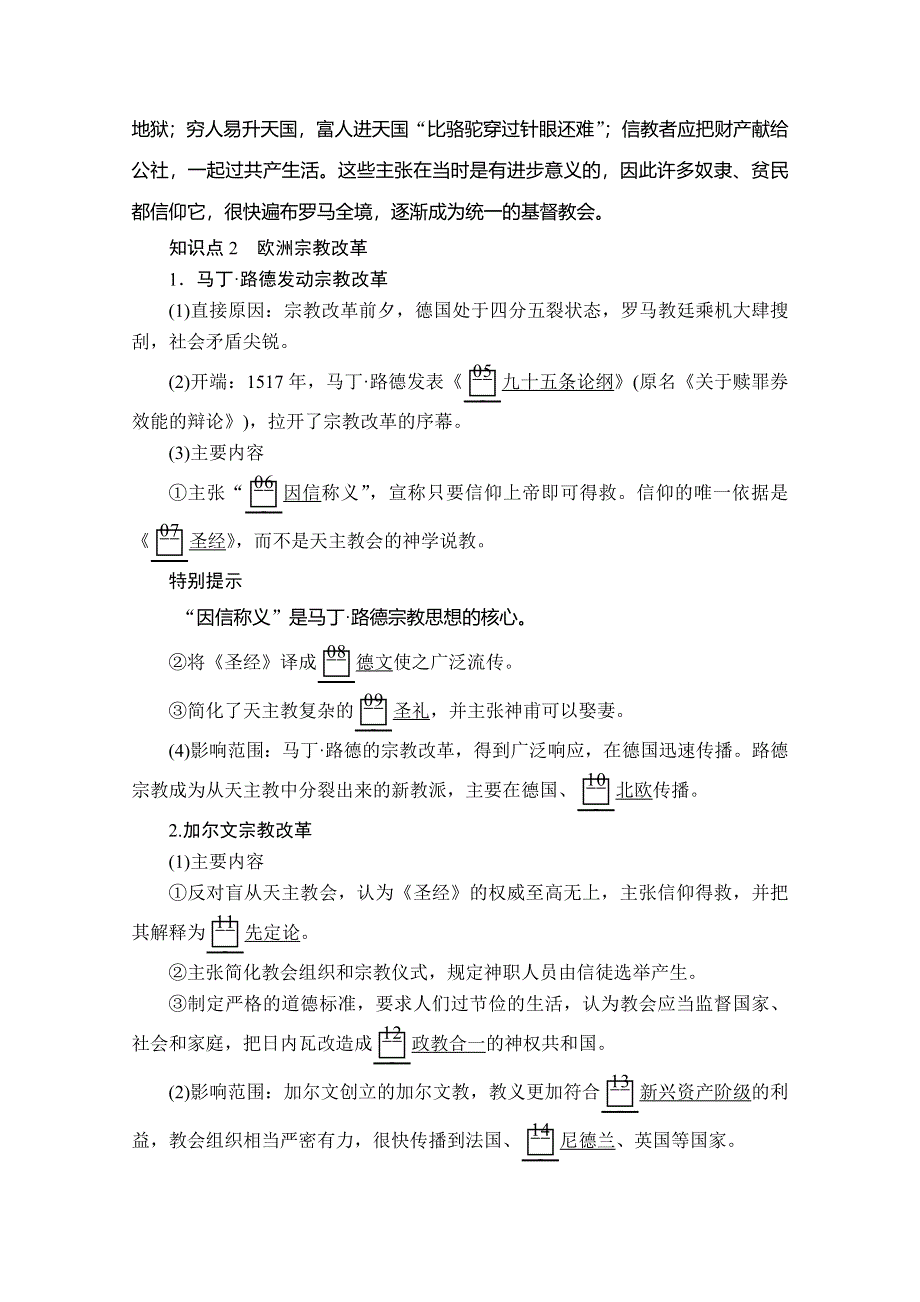 2020历史同步导学提分教程岳麓选修一讲义：第三单元 第9课　欧洲宗教改革 WORD版含答案.doc_第3页