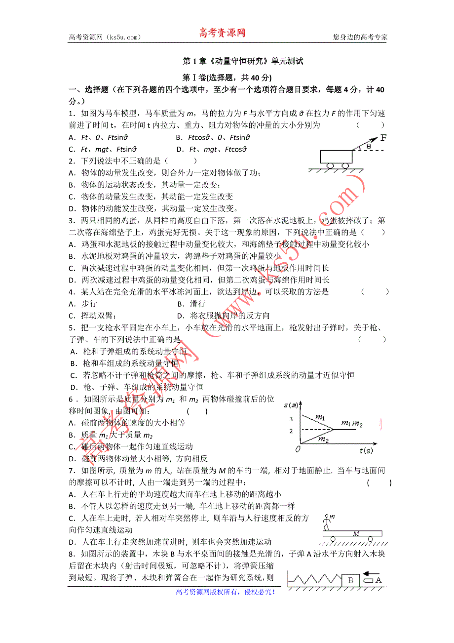 2011高二物理;第1章《动量守恒研究》单元测试17（鲁科版选修3-5）.doc_第1页