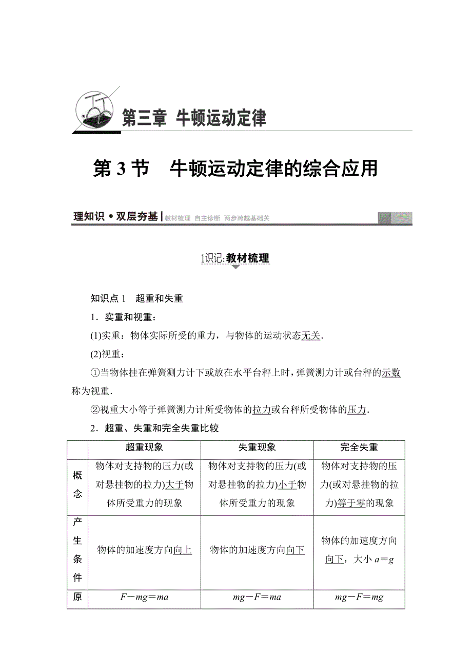 2018届高三物理（江苏）一轮复习练习：必考部分 第3章 第3节 牛顿运动定律的综合应用 WORD版含答案.doc_第1页