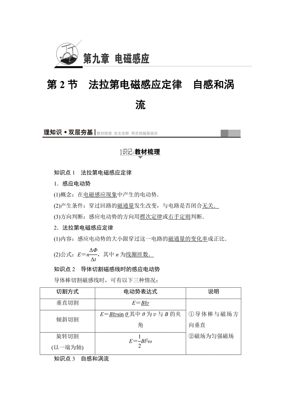 2018届高三物理（江苏）一轮复习练习：必考部分 第9章 第2节 法拉第电磁感应定律 自感和涡流 WORD版含答案.doc_第1页