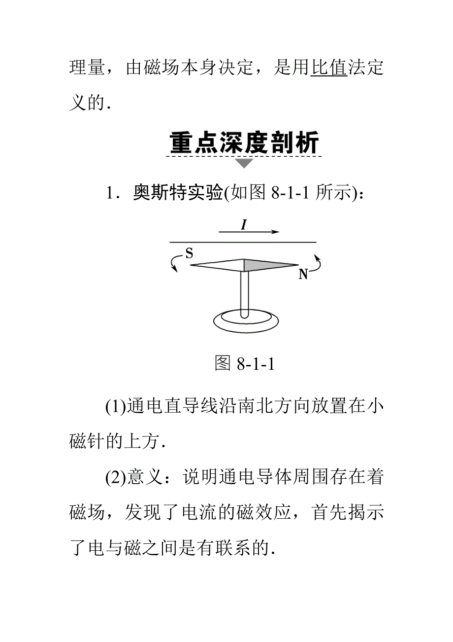 2018届高三物理（浙江选考）一轮复习练习：第8章 第1节　磁场的描述磁场对电流的作用 WORD版含答案.doc_第3页