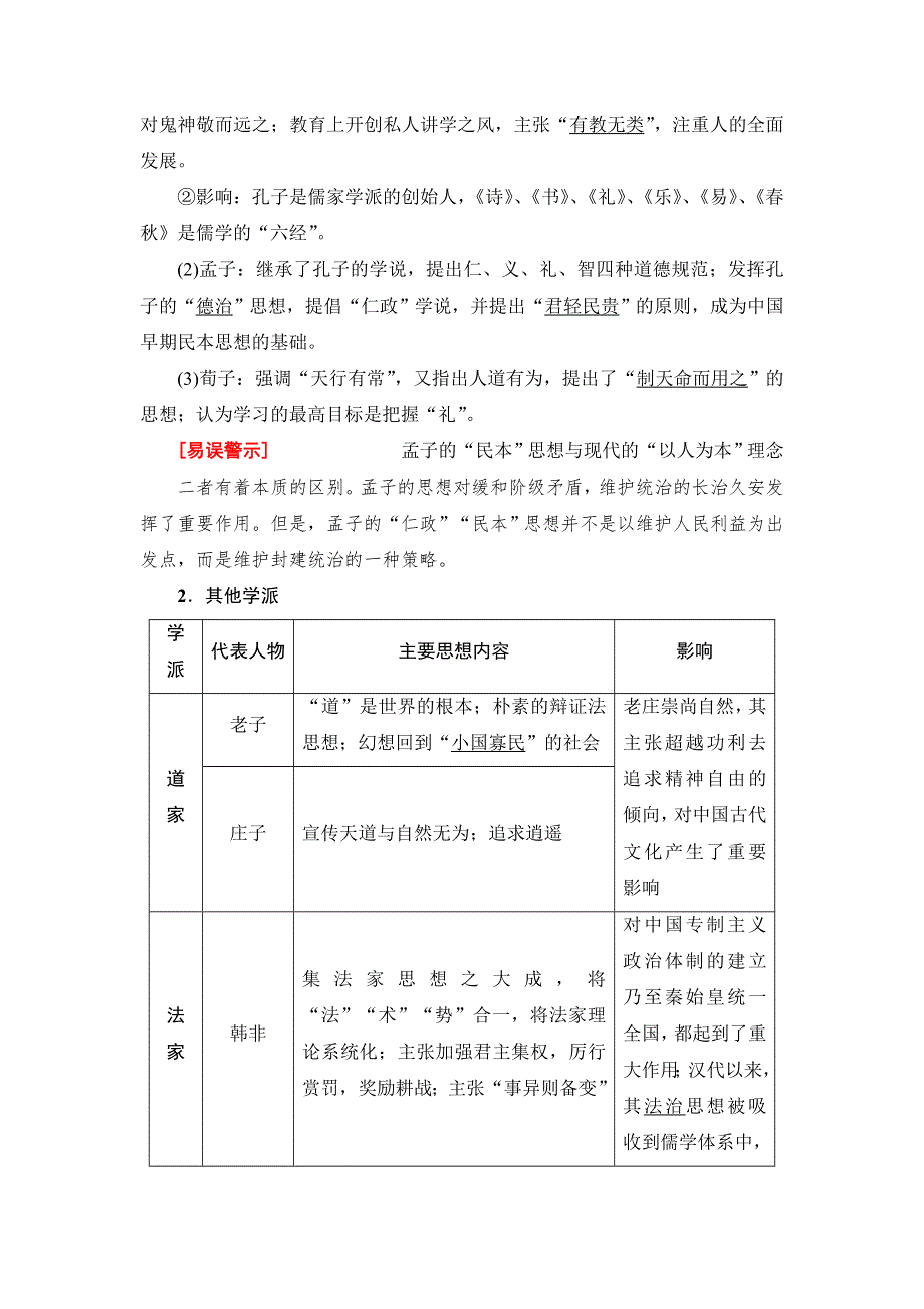 2018届高三历史一轮复习（教师用书 人民通史版）第1编 专题3 第5讲　百家争鸣和汉代儒学 WORD版含解析.doc_第2页