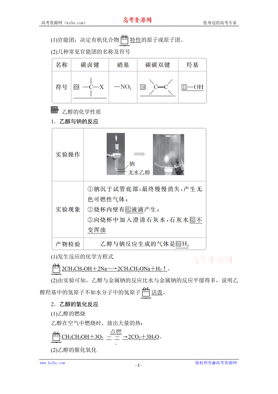 2020化学新教材同步导学提分教程人教第二册讲义：第七章 第三节 第一课时　乙醇 WORD版含答案.doc_第2页