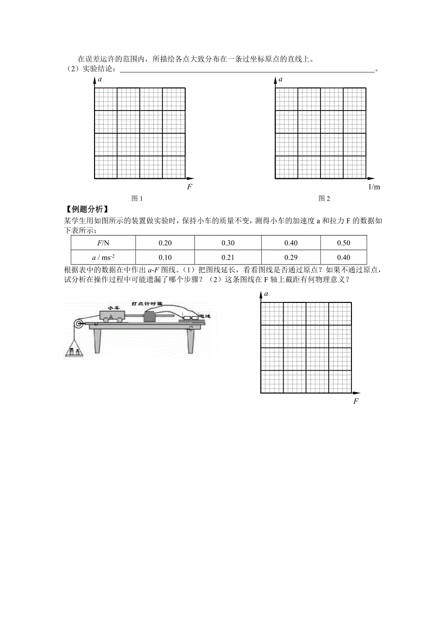 优课精选人教版高一物理必修1导学案 4.2 实验：探究加速度与力、质量的关系(1).doc_第2页