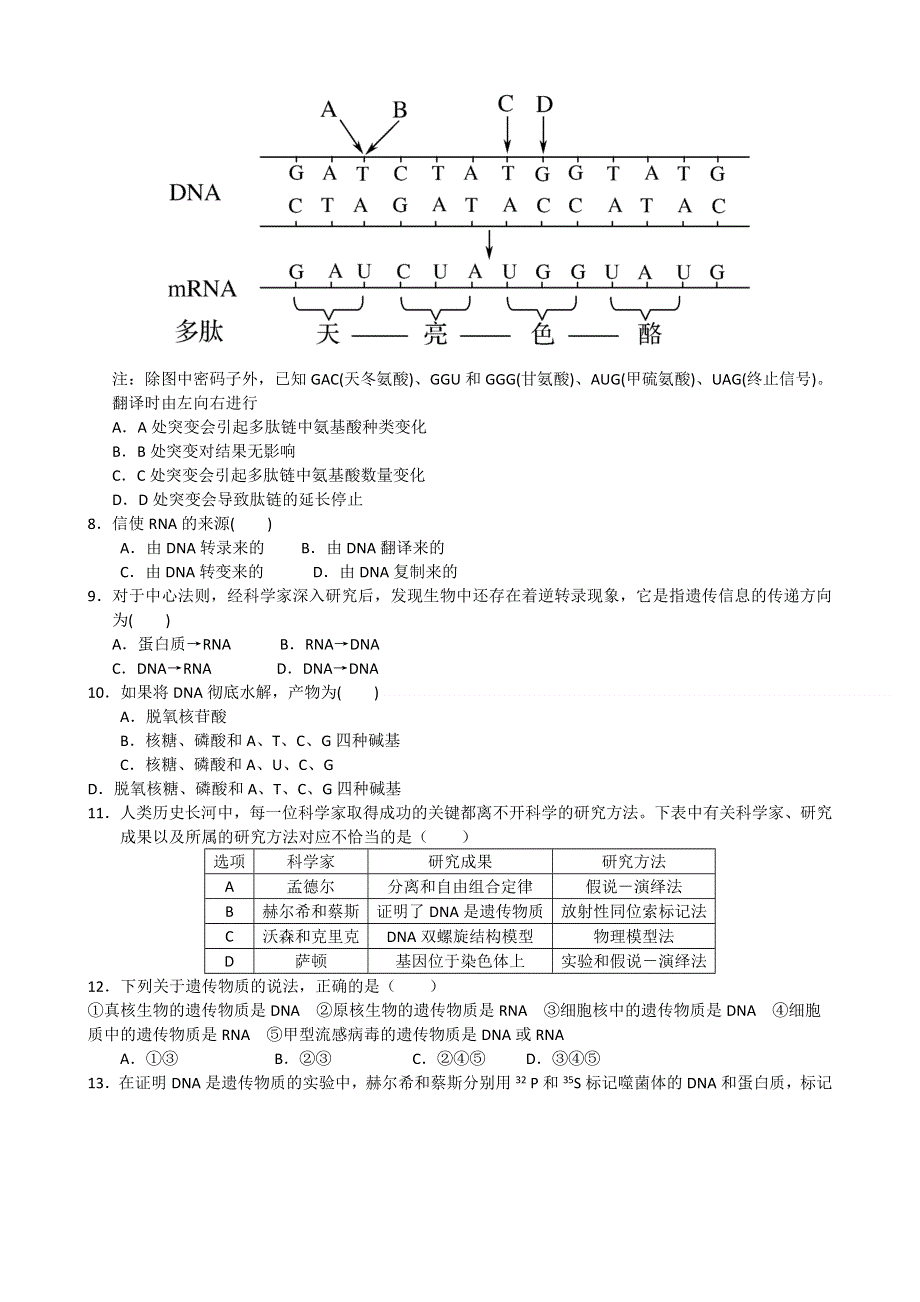 江西省南昌十九中2013-2014学年高二上学期第一次月考（10月）生物试题 WORD版含答案.doc_第2页