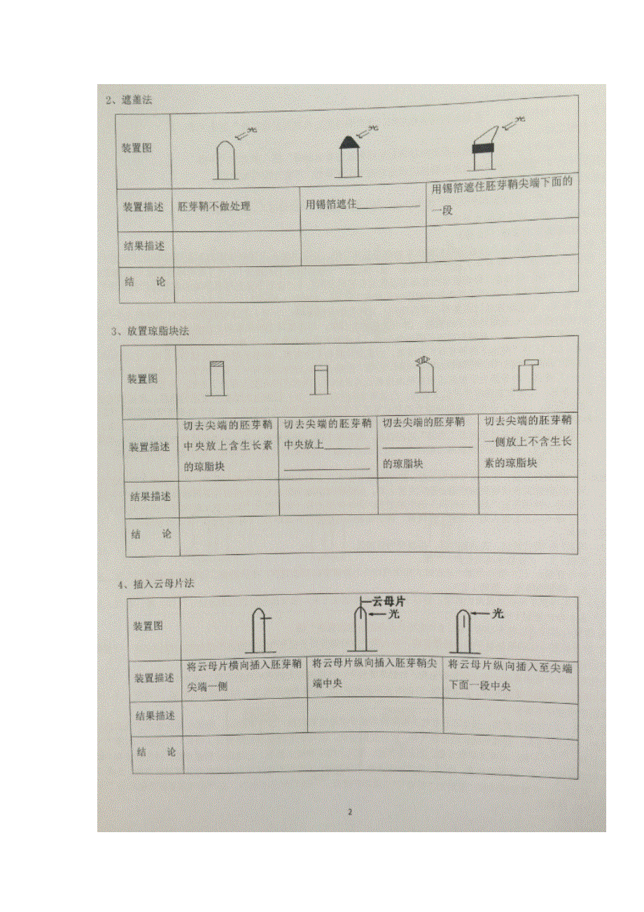 《名校推荐》贵州省贵阳市第六中学2016-2017学年人教版高二生物必修三学案 扫描版无答案：第三章 植物的激素调节.doc_第2页