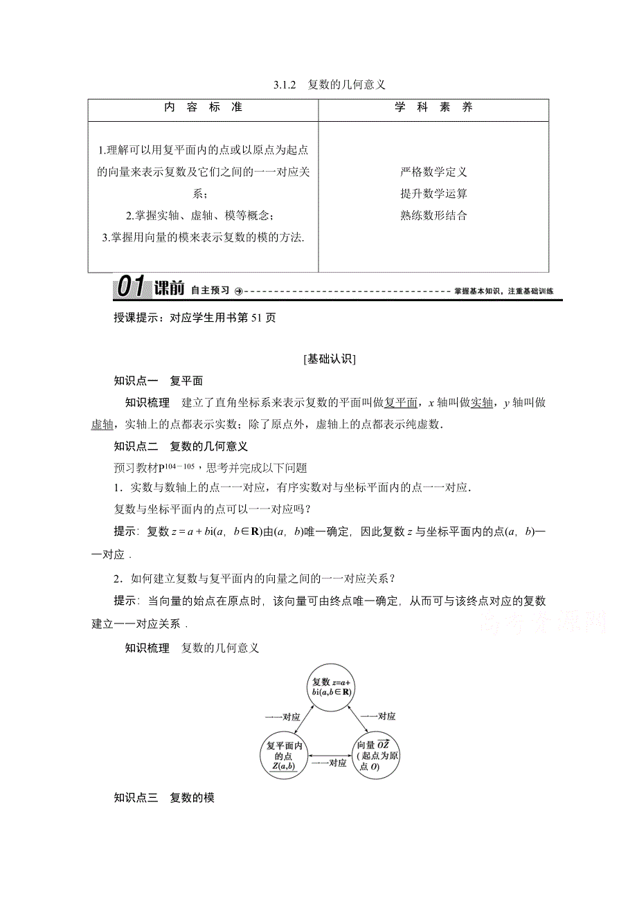 2020-2021学年人教A版数学选修2-2学案：3-1-2　复数的几何意义 WORD版含解析.doc_第1页